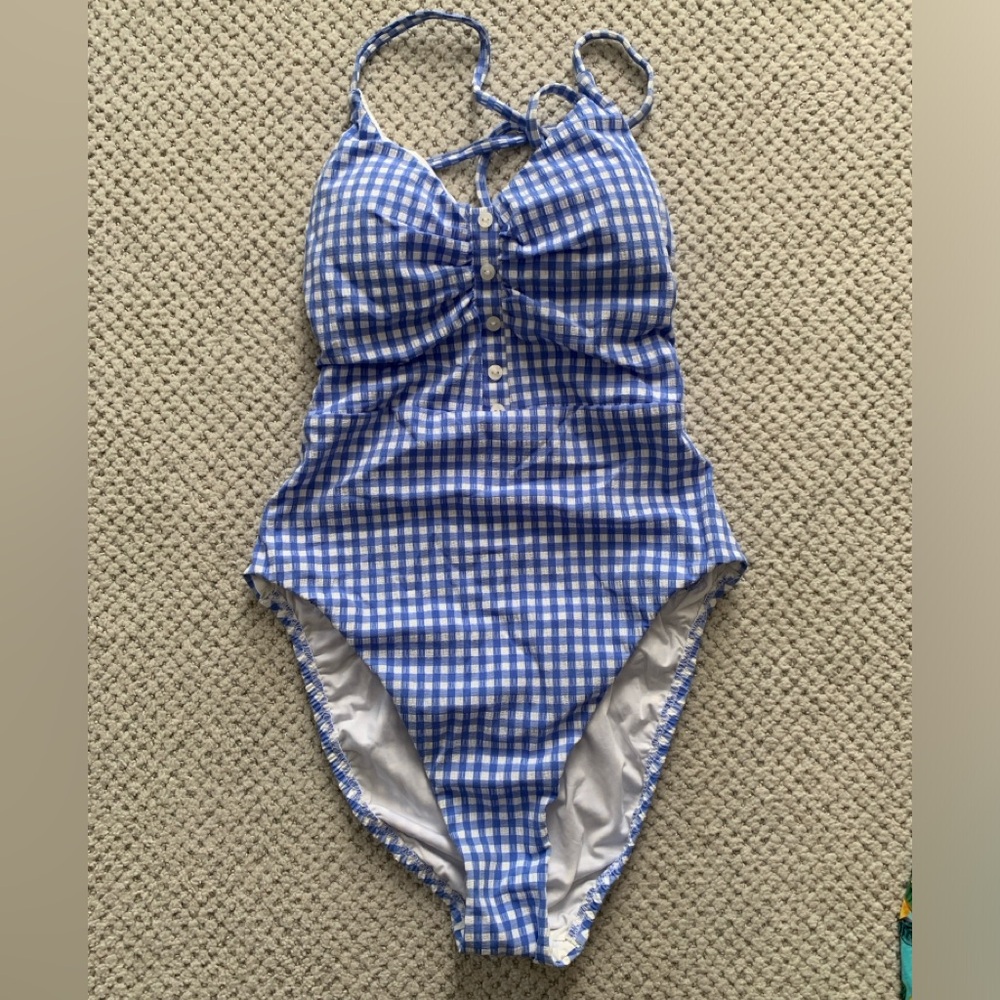 Blue Gingham One-Piece Swimsuit